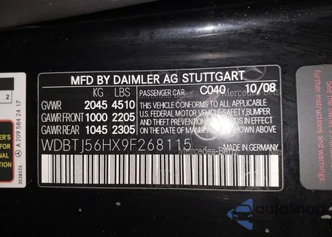 2009 Mercedes-Benz Clk 350 z USA, uszkodzony, nr VIN WDBTJ56HX9F268115